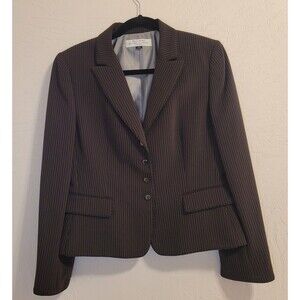 Tahari Blazer Arthur S Levine Brown Pinstripe Career Work Women's Size 10P